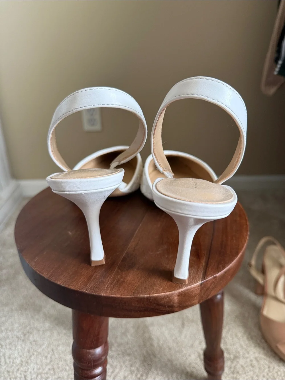 Women’s White Woven Pointed Slingback Flats